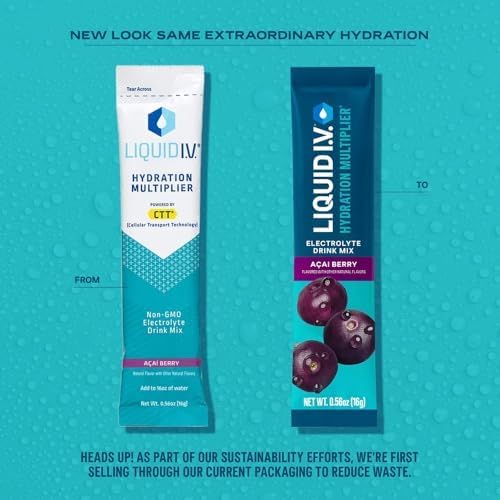 Liquid I.V. Hydration Multiplier Electrolyte Drink Mix (Acai Berry Flavor) 16 On-the-Go Packs