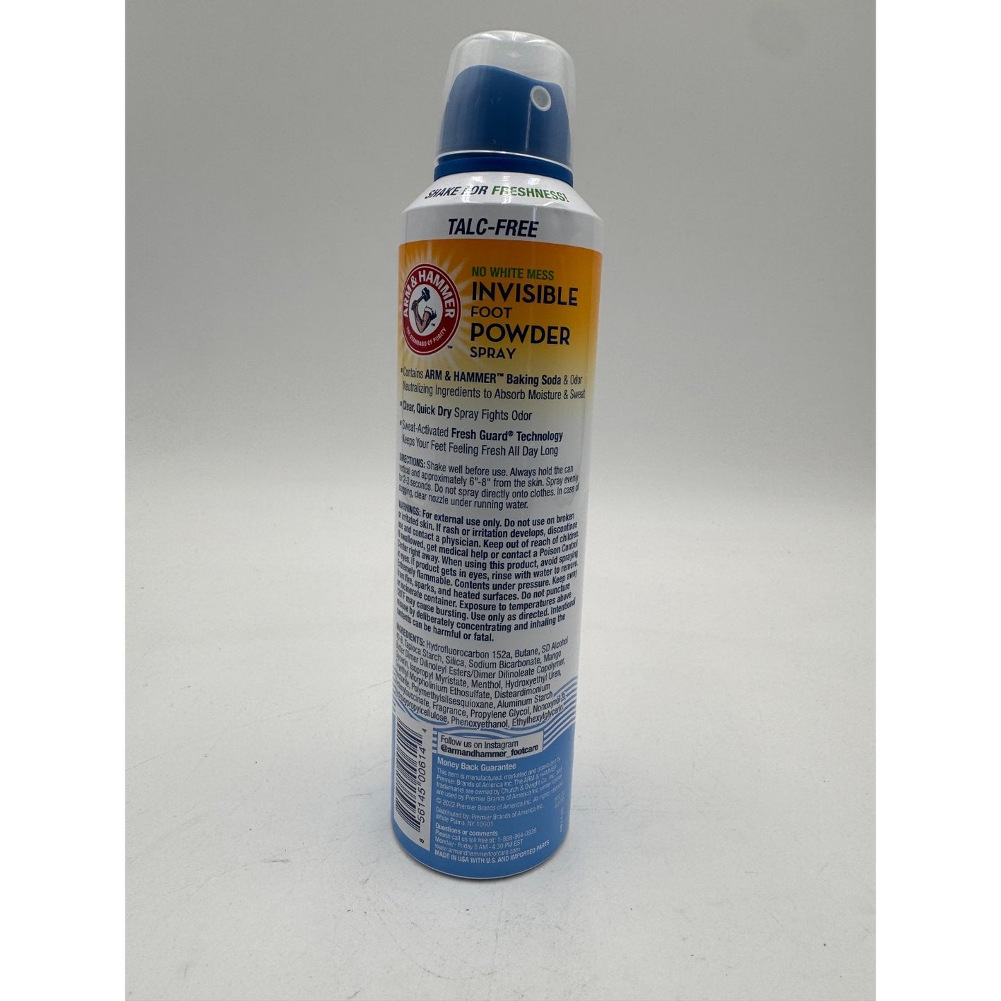 Arm & Hammer Invisible Foot Powder Spray Unisex Mess-Free for Odor Control 7 Oz