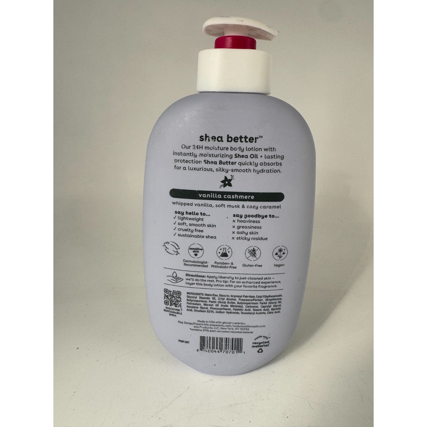 EOS Shea Butter 24 Hour Moisture Vanilla Cashmere Body Lotion Dry Skin 16 Fl Oz