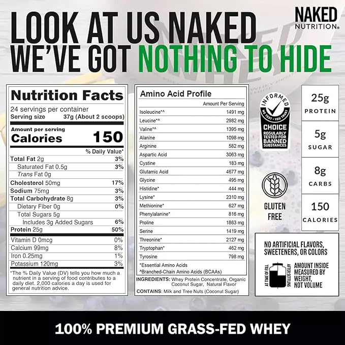 Naked Whey 100% Premium Grass-Fed Whey (2lb)