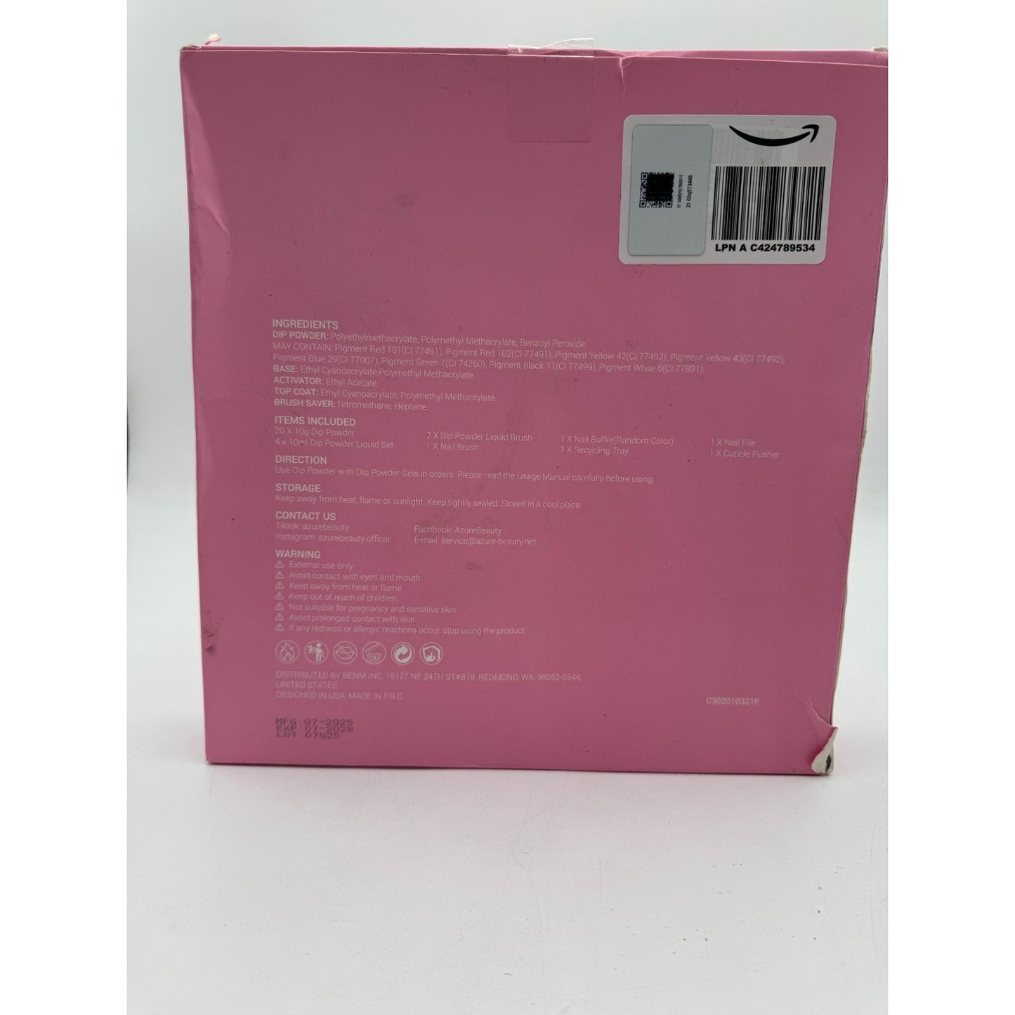 AzureBeauty 31-Pcs Dip Powder Nail Starter Kit Womens 20 Colors for French Nails