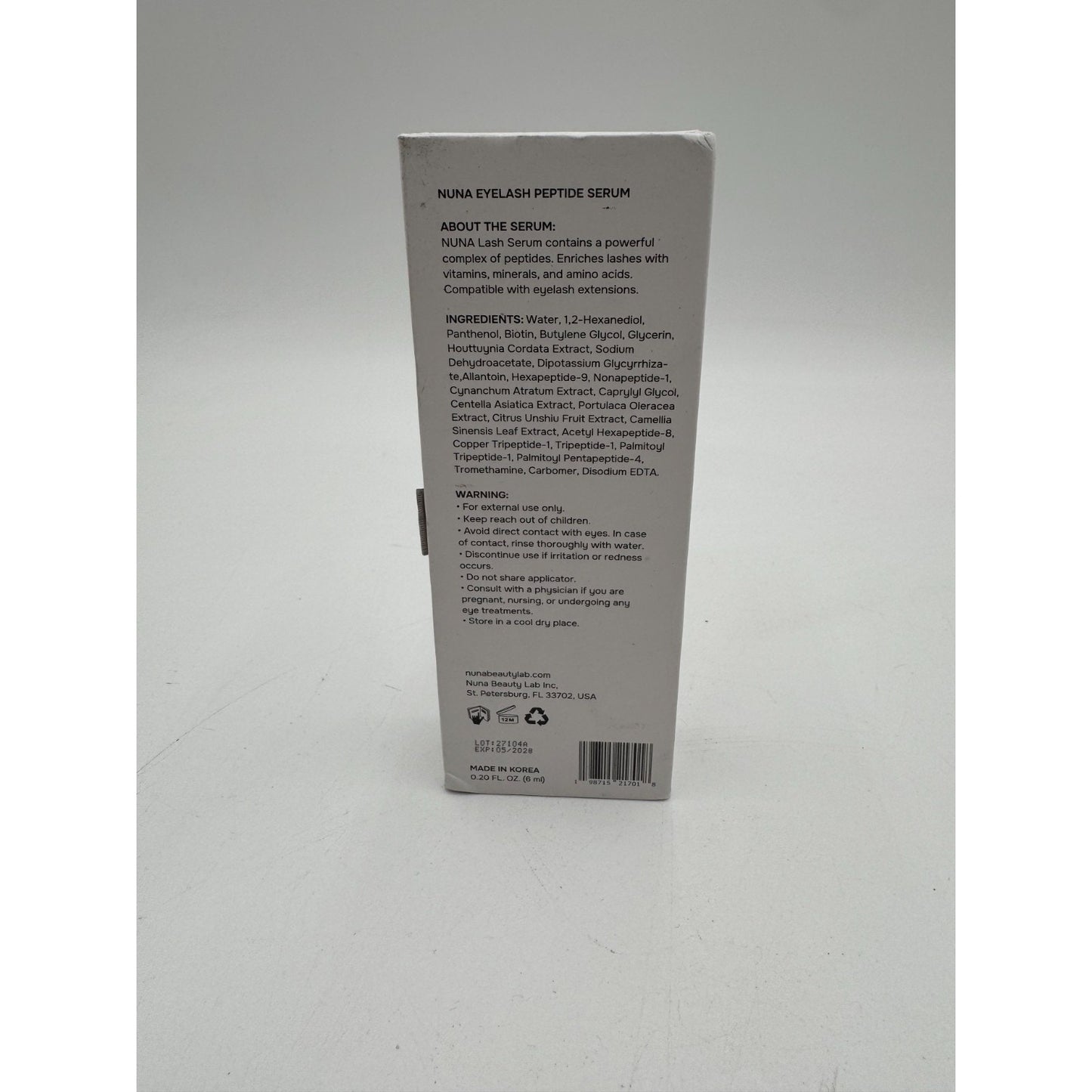 Nuna Eye Lash and Eyebrow Growth Enhancing Multi Peptide Serum Travel Size 6ml