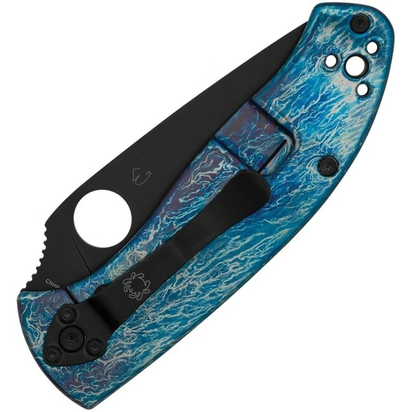 Spyderco Tenacious R.I.L. Folding Knife Blue Titanium Handle 3.38" Steel Blade
