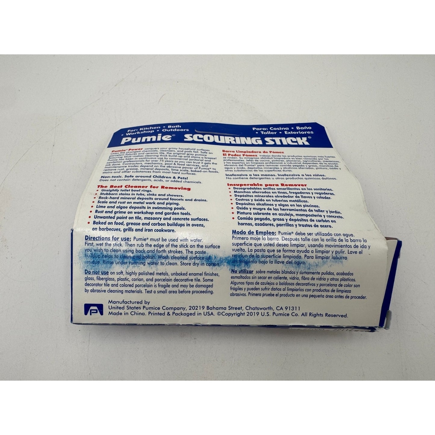 Pumie Pumice Scouring Stick for Cleaning Toilet Bowl Rings & Hard Water Stains