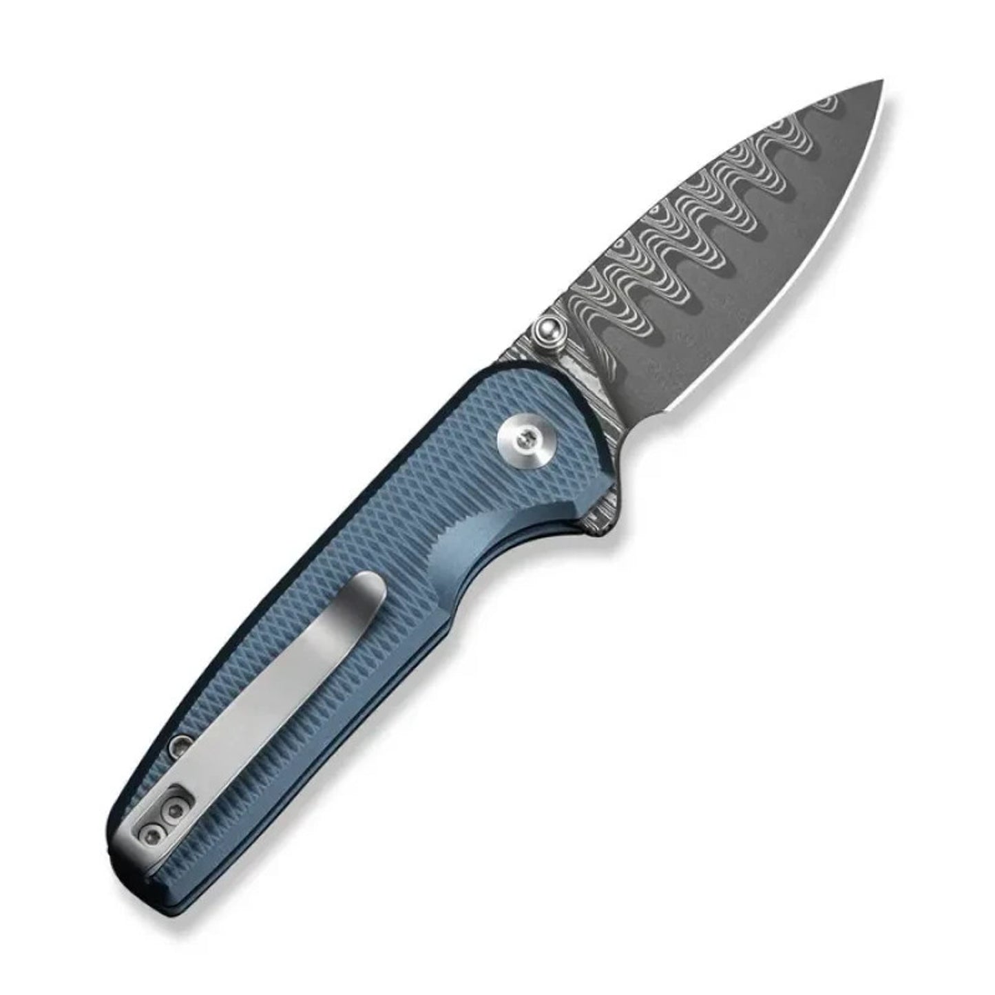 CIVIVI Mini Shakan Folding Knife Blue 2.48" DP Blade Aluminum Handle Button Lock