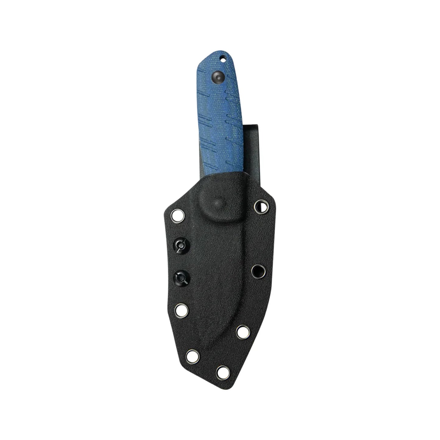 Kubey Microburst Fixed Blade Blue Micarta Handle 2.95" Blackwash Blade