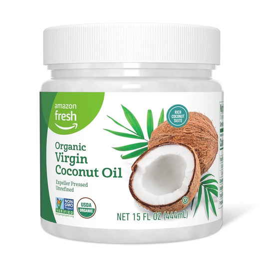 Amazon Fresh Organic Virgin Coconut Oil Expeller Pressed Unrefined Non GMO 15 Oz