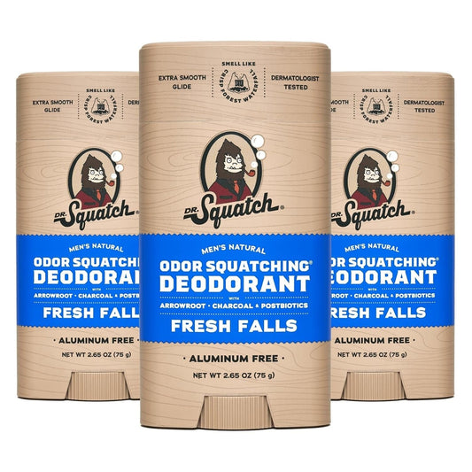 Dr. Squatch Men’s Natural Deodorant Fresh Falls 2.65 oz Aluminum Free - 3-Pack