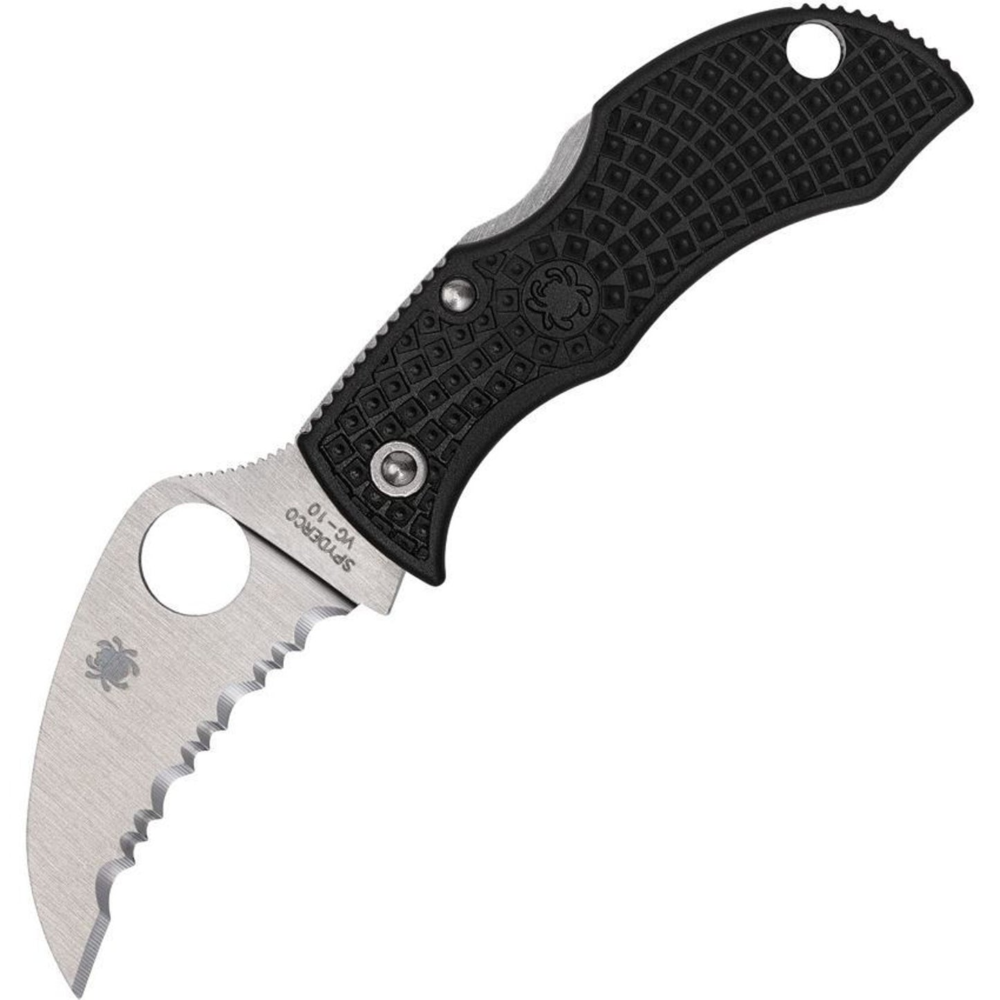 Spyderco Manbug Folding Knife Black Handle 1.88" Stainless Steel Hawkbill Blade
