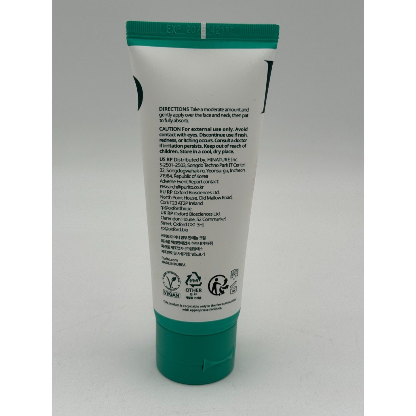 Purito Seoul Mighty Bamboo Panthenol Facial Cream 3.38 oz Moisturizer Vegan