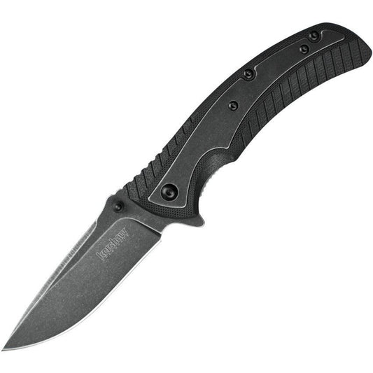 Kershaw Scrip Spring Assisted Folding Knife Black Handle 3.25" Stonewash Blade