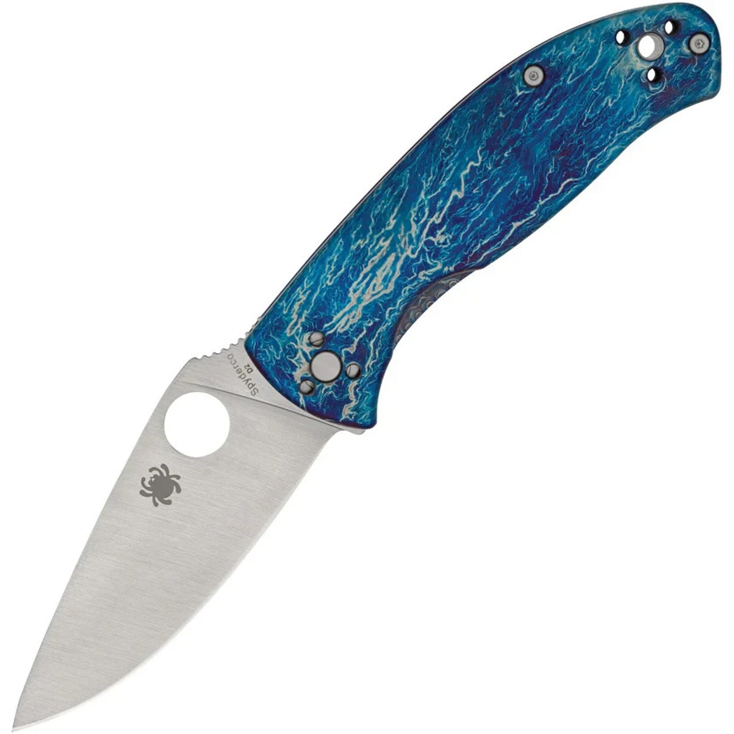 Spyderco Tenacious R.I.L. Folding Knife Blue Disarray Titanium 3.38" Steel Blade