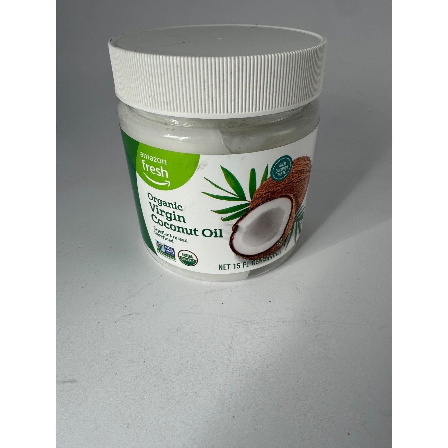 Amazon Fresh Organic Virgin Coconut Oil Expeller Pressed Unrefined Non GMO 15 Oz