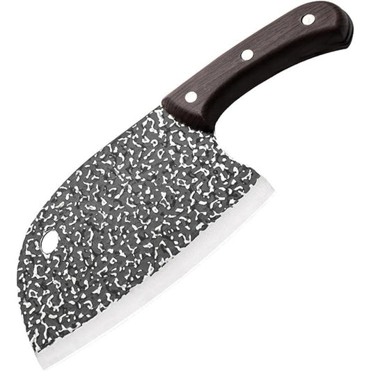 Stainless Steel Blade Serbian Knife Brown Ergonomic Wooden Handle Full-Tang