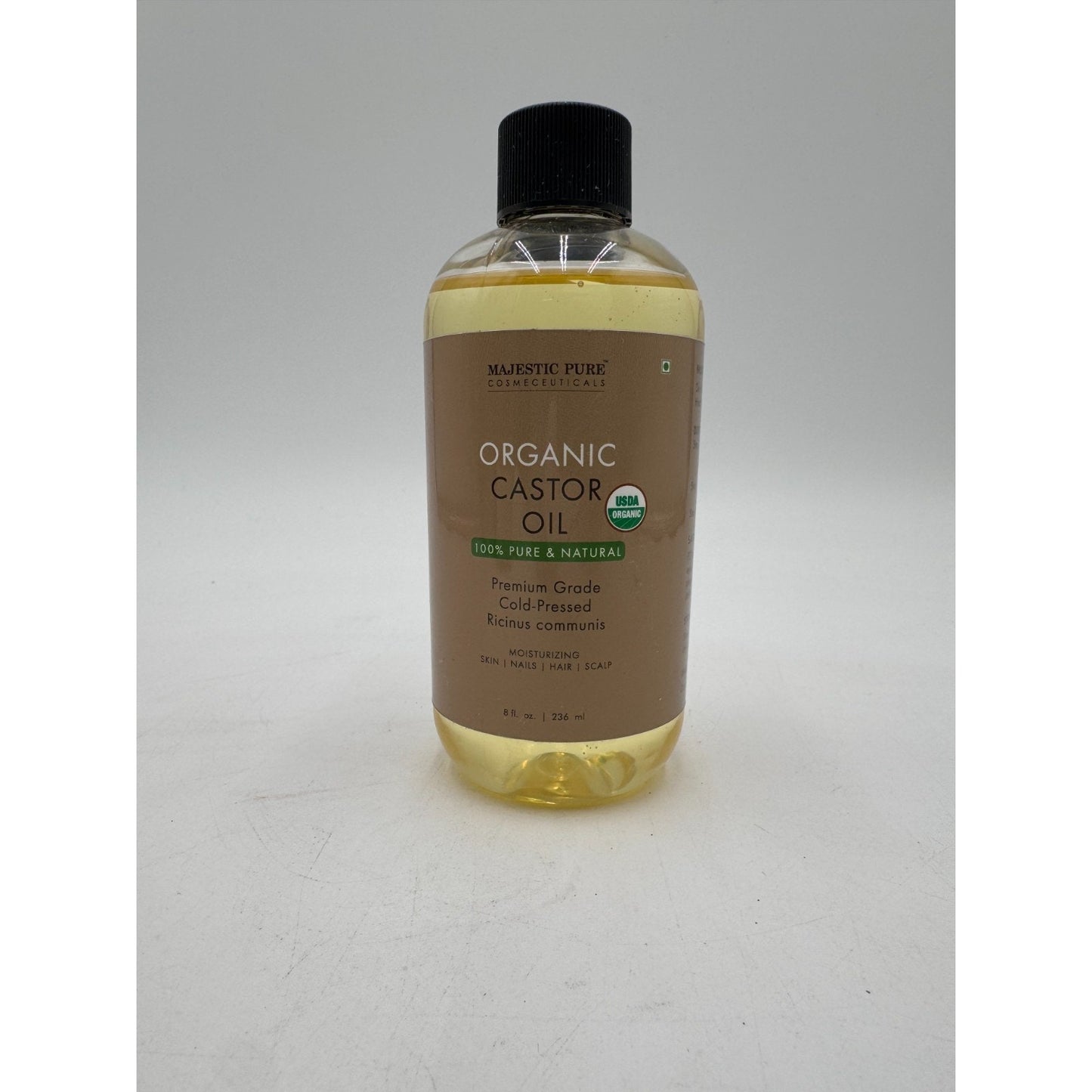 Majestic Pure Organic Castor Oil 8 fl oz USDA Cold Pressed 100% Pure Hair & Skin