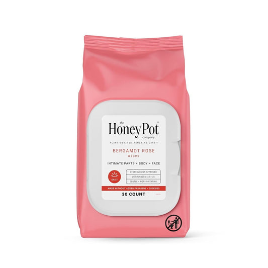 The Honey Pot Bergamot Rose Feminine Wipes for Intimate Parts Face & Body 300 Ct