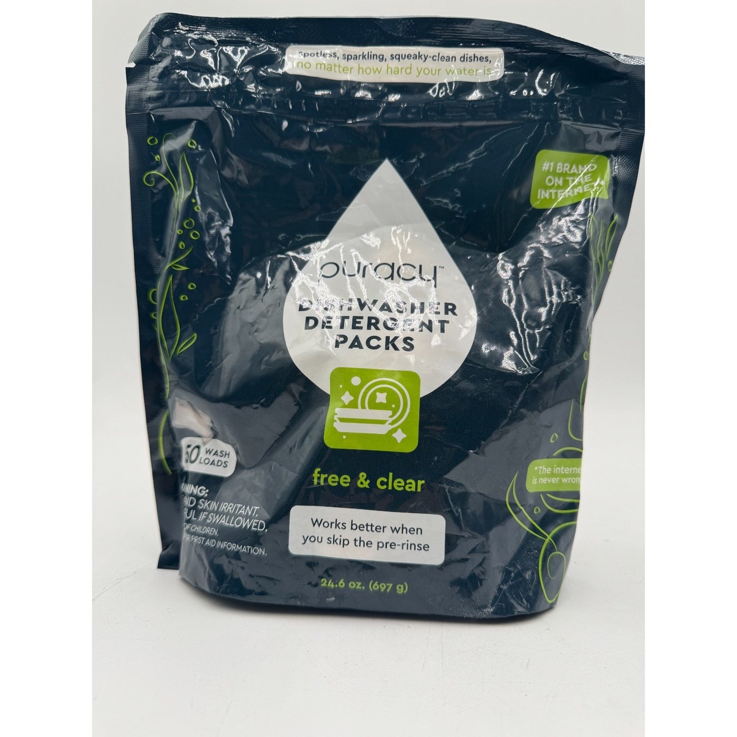 Puracy Free & Clear Plant-Based Dishwasher Detergent Packs 24.6 Oz (50 Count)