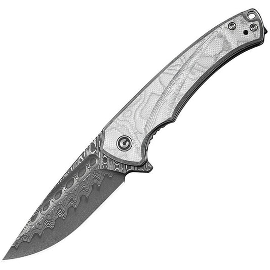 Civivi Voidflare Flipper Knife 2.92" Damascus DP Blade Aluminum Foil G10 Handle