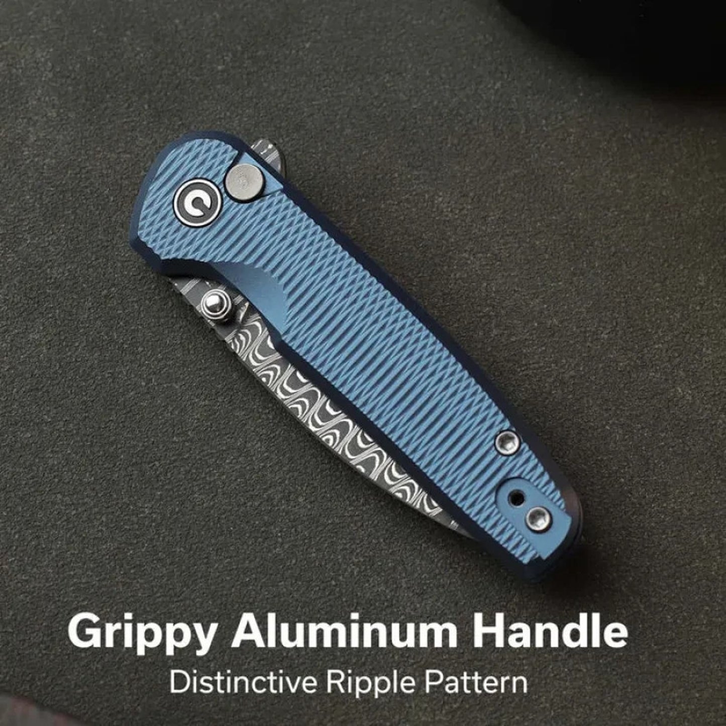 CIVIVI Mini Shakan Folding Knife Blue 2.48" DP Blade Aluminum Handle Button Lock