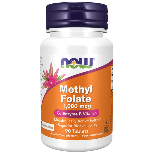 NOW Methyl Folate 1000mcg Co-Enzyme B Vitamin Metabolism Supplement (90 Tablets)