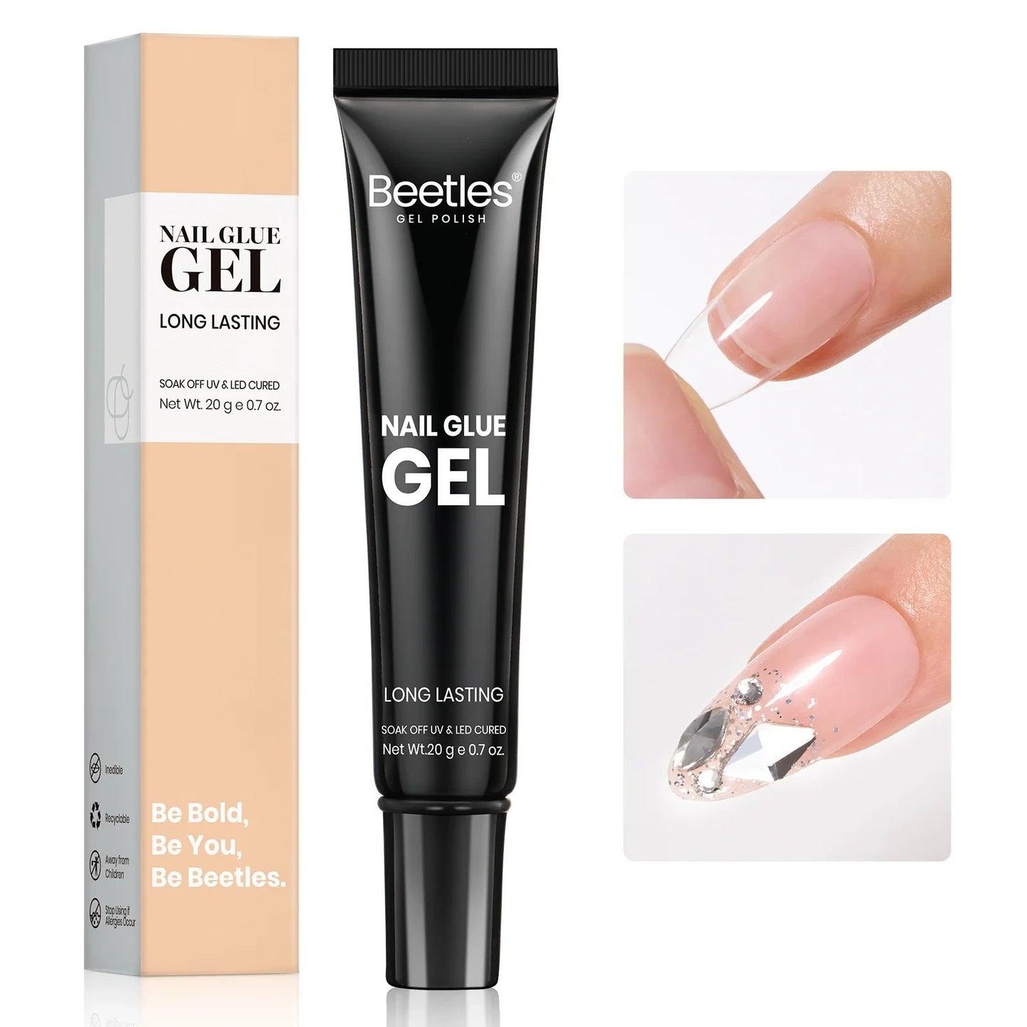 Beetles Gel Polish Nail Glue Gel Long-Lasting Soak-Off UV & LED Cured (0.71 Oz)