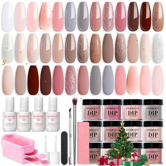 AzureBeauty 31-Pcs Dip Powder Nail Starter Kit Womens 20 Colors for French Nails