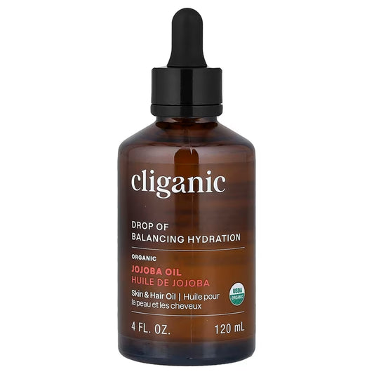 Cliganic Drop of Balancing Hydration Organic Jojoba Oil for Face, Hair, Body 4oz