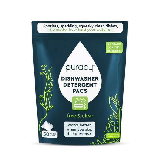 Puracy Free & Clear Plant-Based Dishwasher Detergent Packs 24.6 Oz (50 Count)