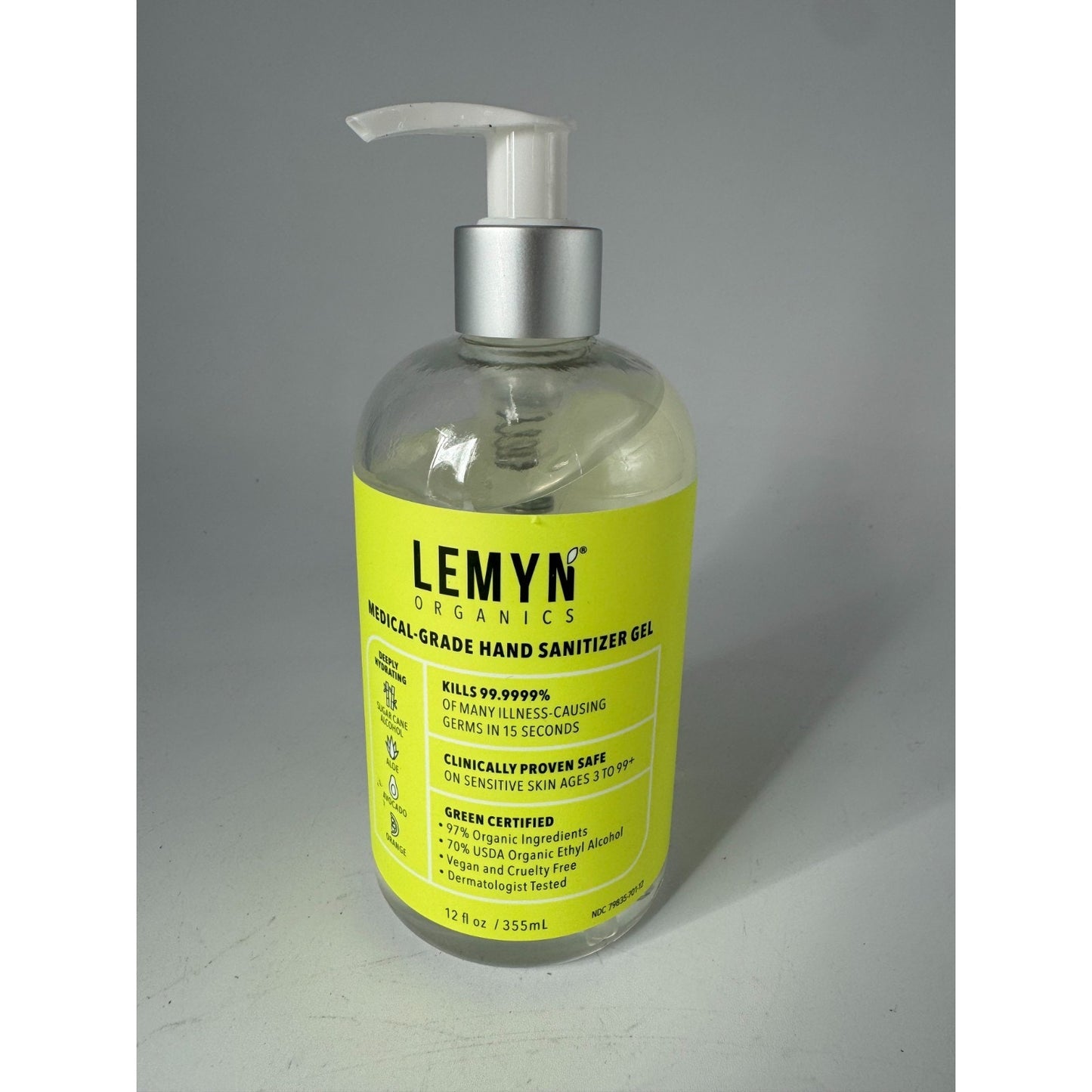 Lemyn Organics Medical-Grade Hand Sanitizer Gel Deeply Hydrating - 12 Fl Oz-