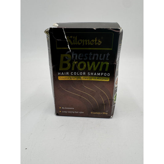 Kilomets Chestnut Brown Hair Color Shampoo Long-Lasting 30mL Each (10 Sachets)