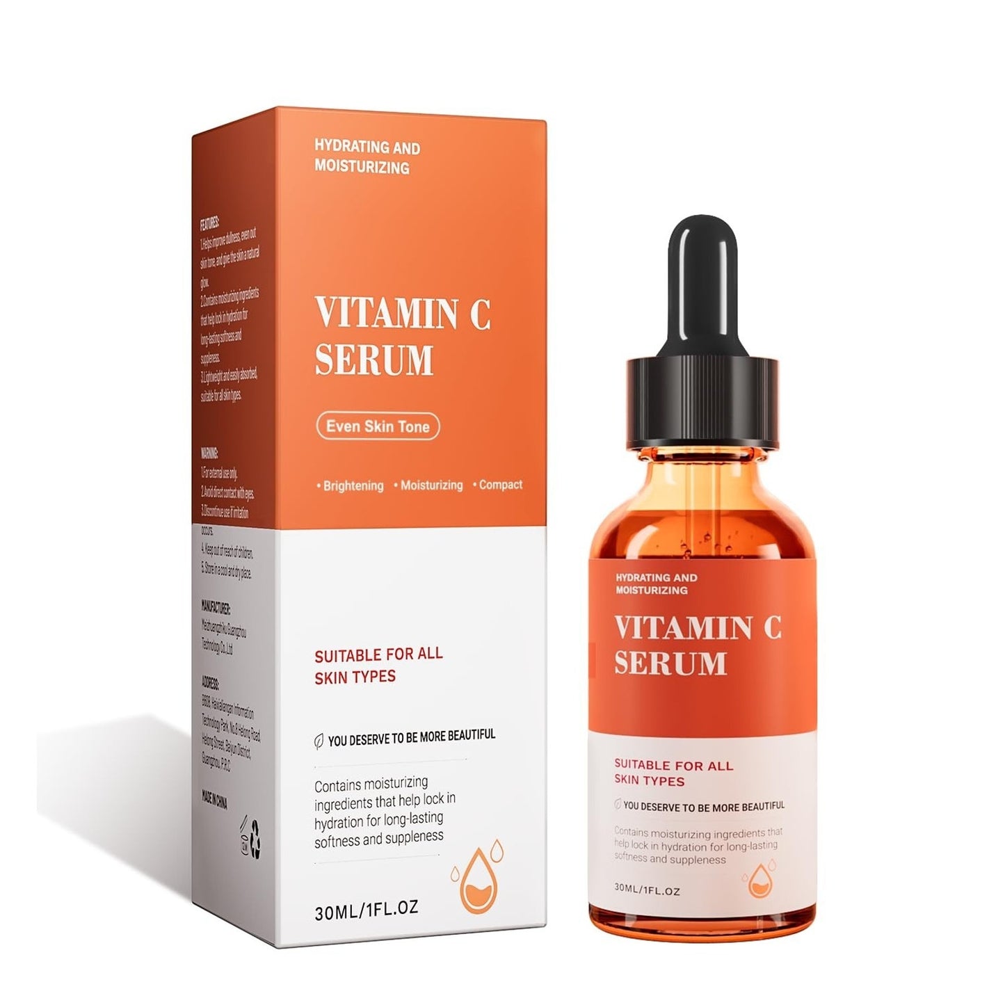 Vitamin C Facial Serum For All Skin Brightening, Moisturizing & Compact 1 Fl Oz