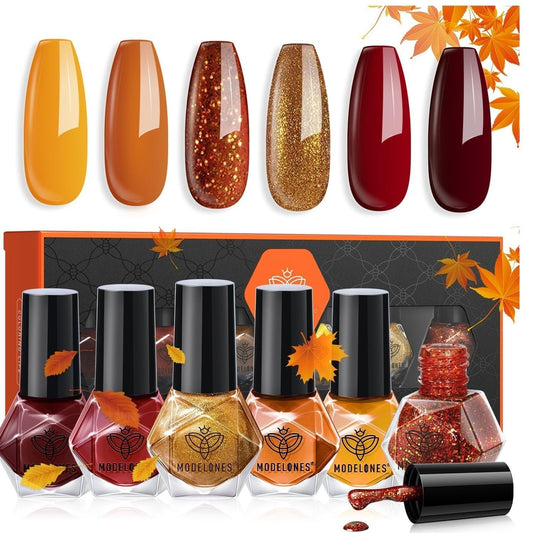 Modelones Fall Nail Polish Set 6 Colors Women's Quick Dry Long Lasting Pack of 6