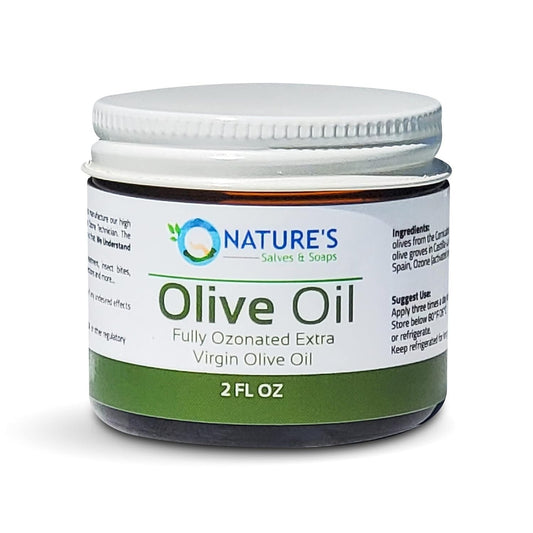 Nature's Salves & Soaps Fully Ozonated Organic Extra Virgin Olive Oil 2 Fl Oz