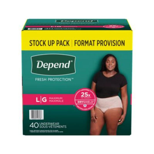 Depend Fresh Protection Incontinence Underwear Large Maximum Absorbency 40-Count