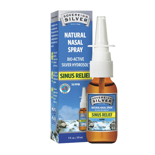 Sovereign Silver Bio-Active Natural Nasal Spray 10 PPM Sinus Relief - 1 Fl Oz