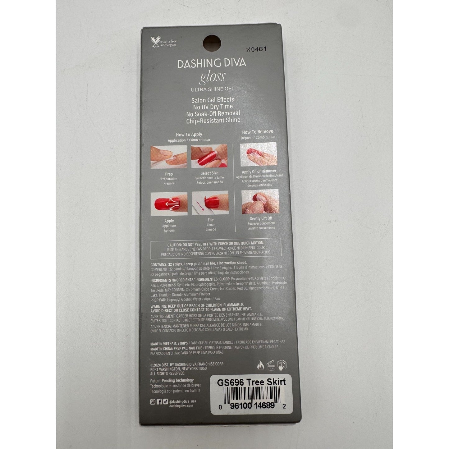 Dashing Diva Gloss Ultra Shine Christmas Gel Nail Strips Tree Skirt - 32 Count