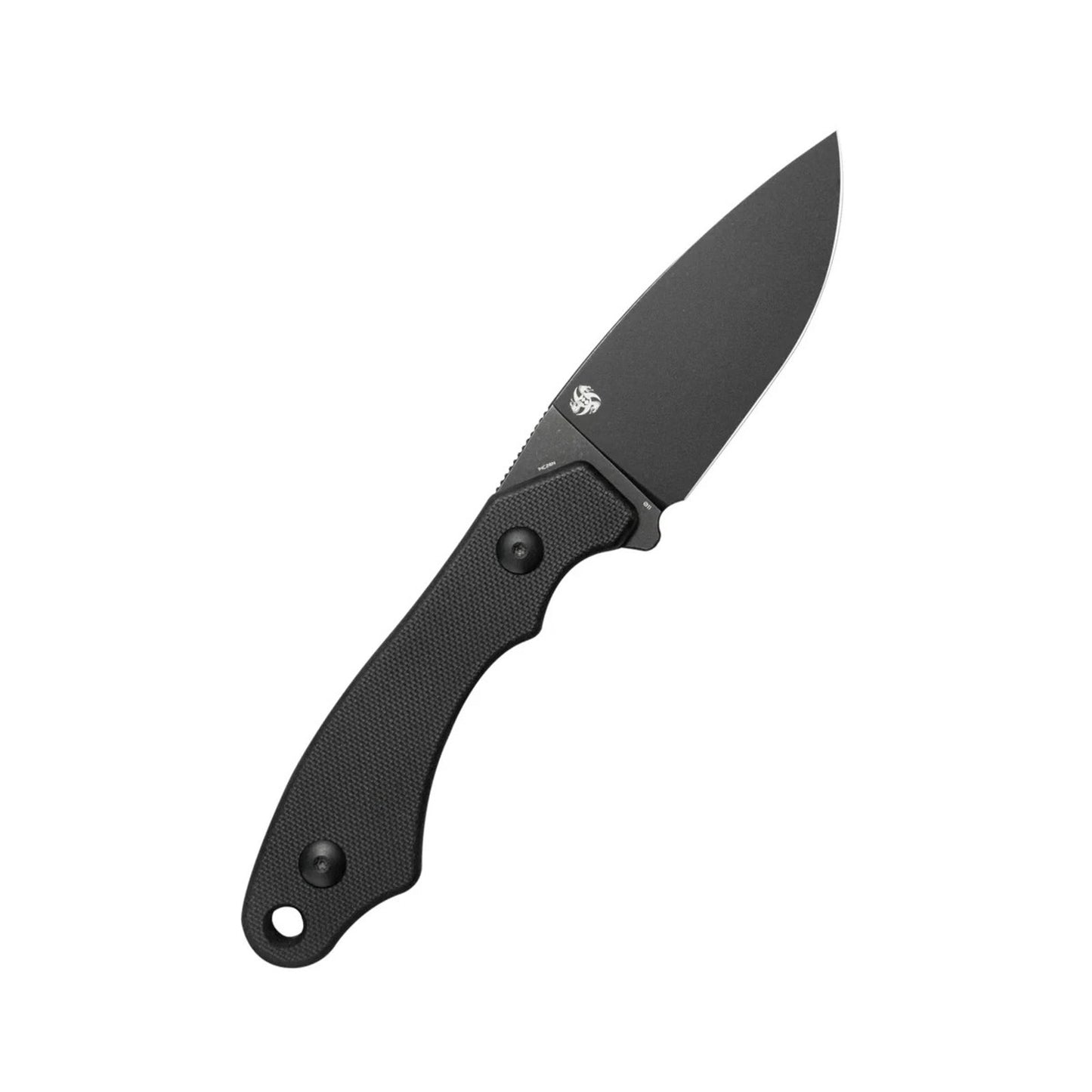 Kubey TLB Fixed Blade Knife Black G-10 Handle 2.8" Blackwash Drop Point Blade