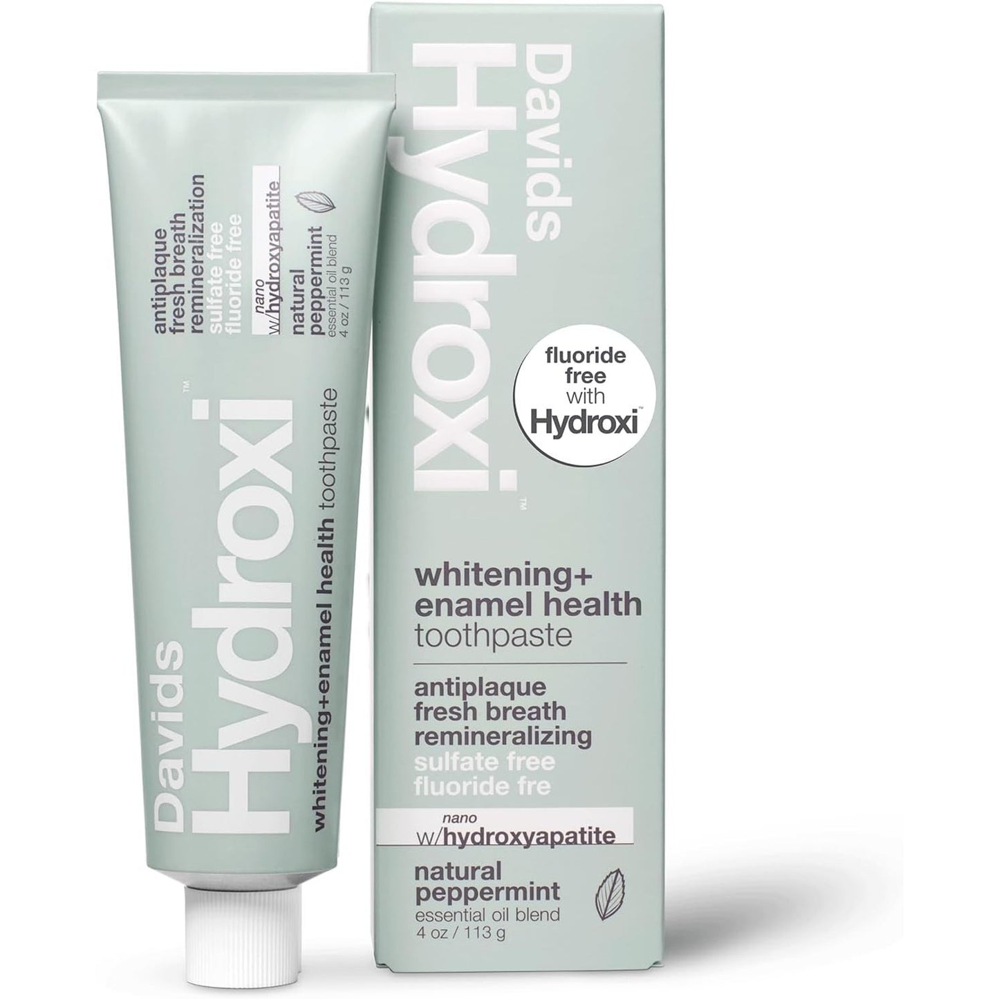 Davids Hydroxi Whitening Plus Enamel Health Toothpaste Natural Peppermint 4 Oz