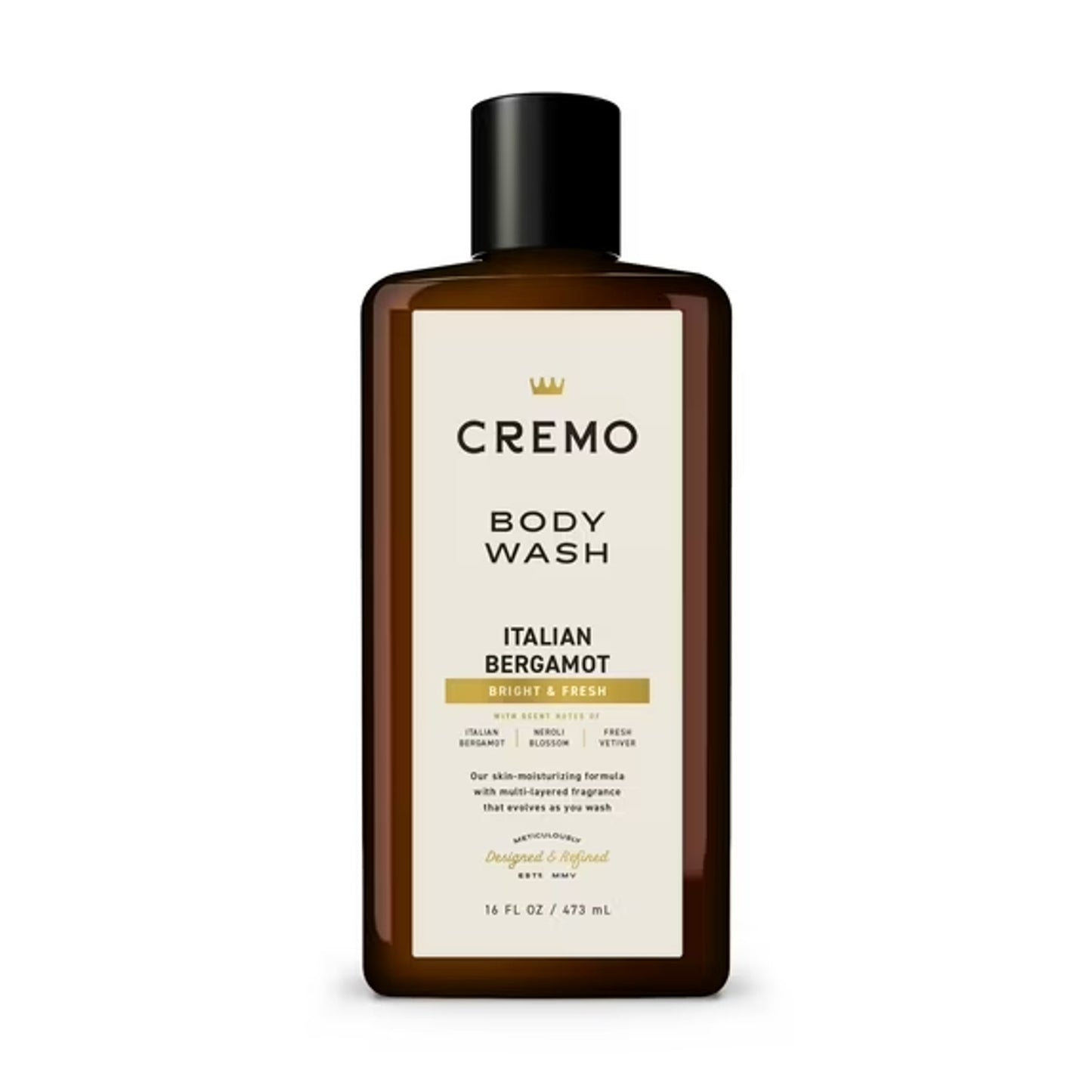Cremo Men's Italian Bergamot Neroli Blossom and Fresh Vetiver Body Wash 16 Fl Oz