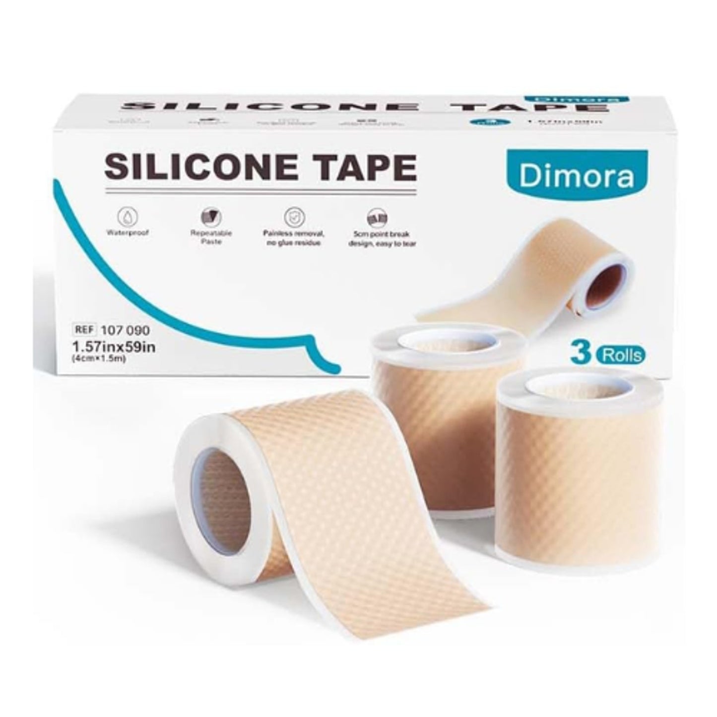 Dimora Silicone Scar Tape Waterproof Repeatable Paste 1.57" x 59" - 3 Rolls Pack