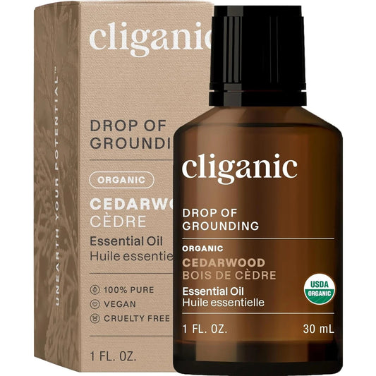 Cliganic Drop of Grounding Organic Cedarwood Essential Oil 100% Pure - 1 Fl Oz