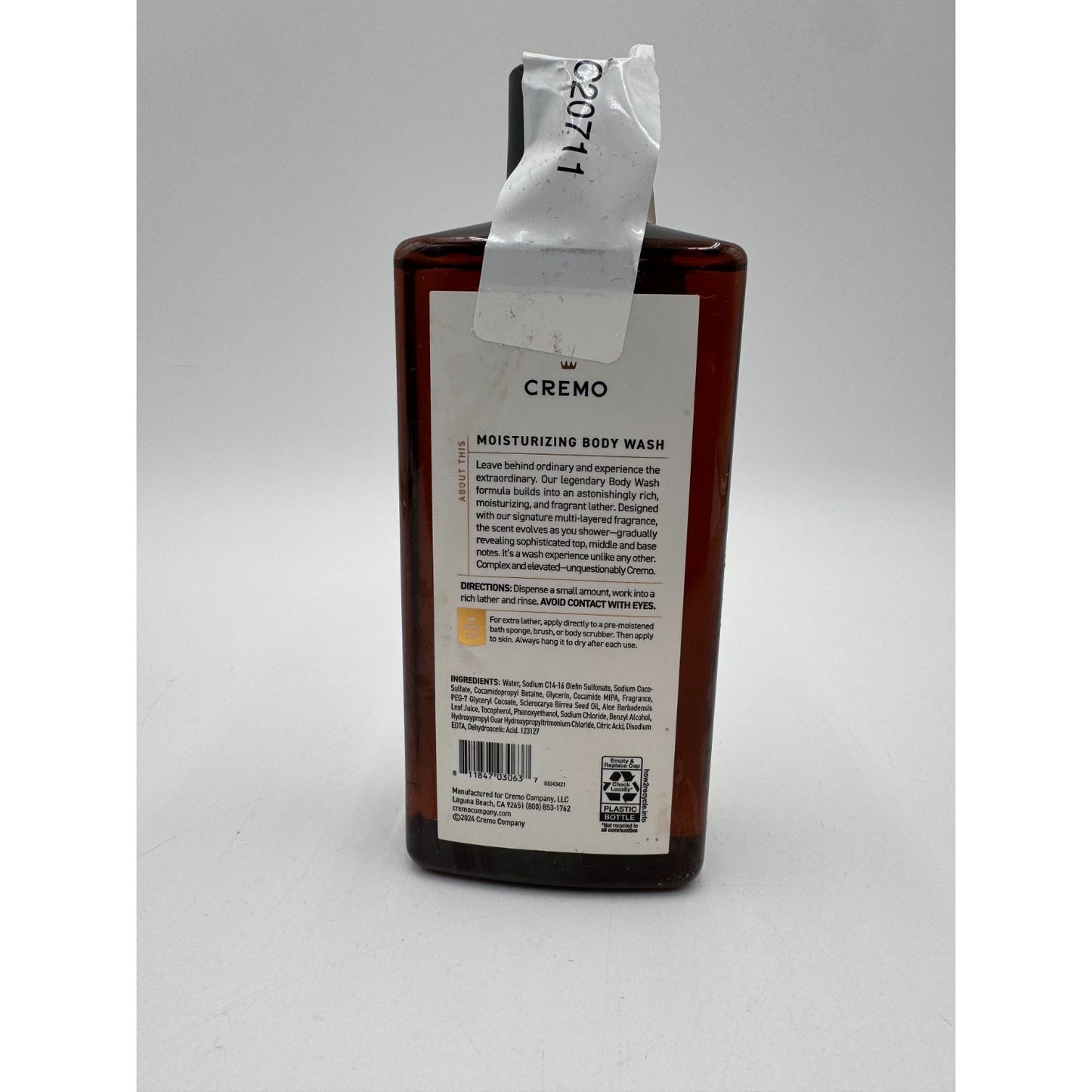 Cremo Silver Water & Birch Body Wash Deep Clean & Long-Lasting Scent - 16 fl ozs