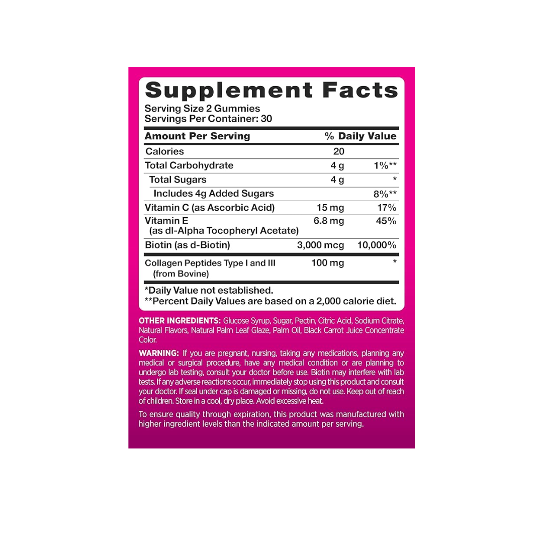 PINKS Empower Hair, Skin & Nails + Collagen – 60 Gummies