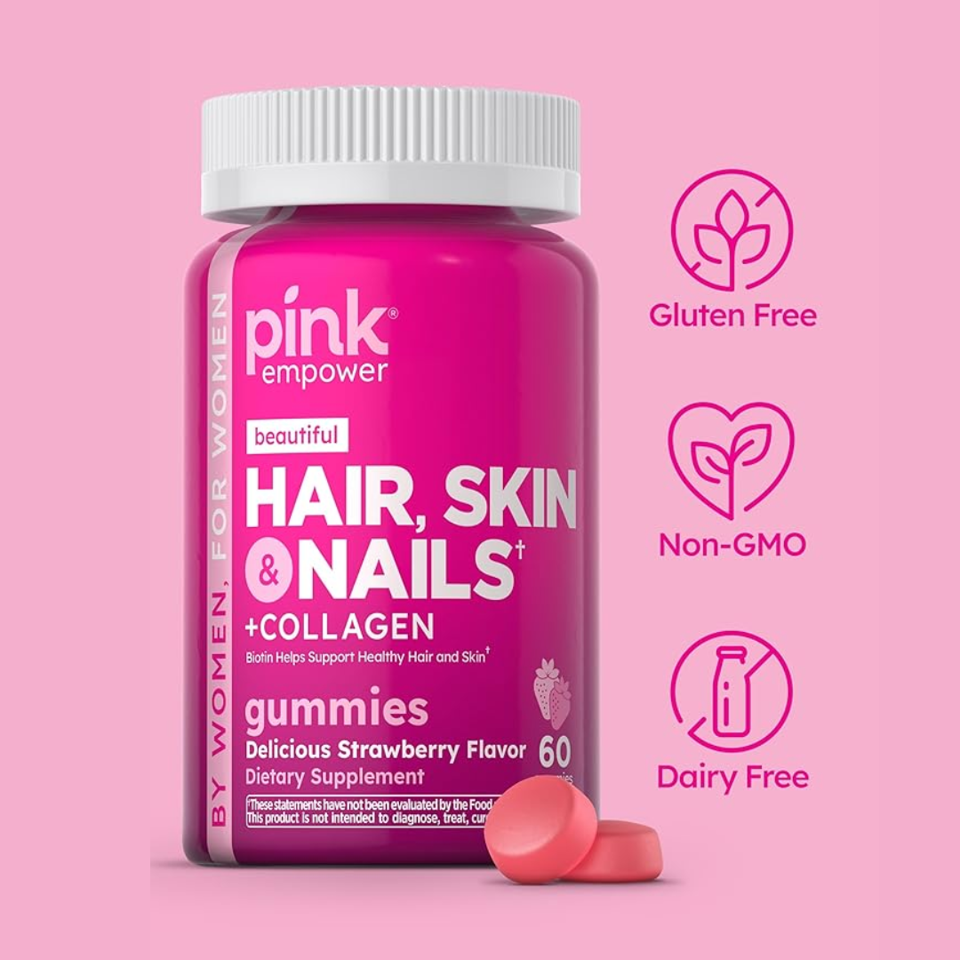 PINKS Empower Hair, Skin & Nails + Collagen – 60 Gummies