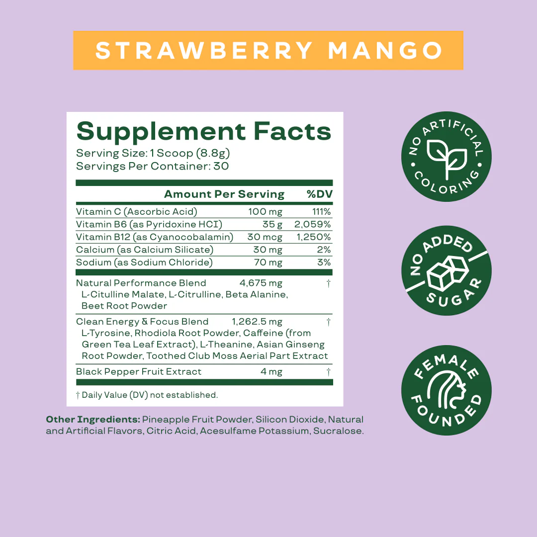 Bloom High Energy Pre-Workout Strawberry Mango (8.4oz)