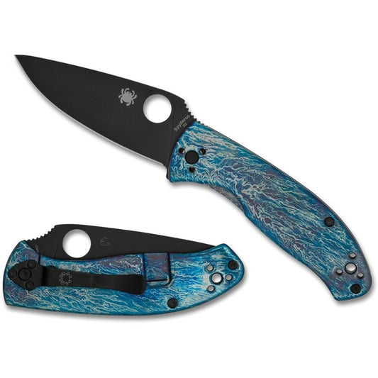 Spyderco Tenacious R.I.L. Folding Knife Blue Titanium Handle 3.38" Steel Blade