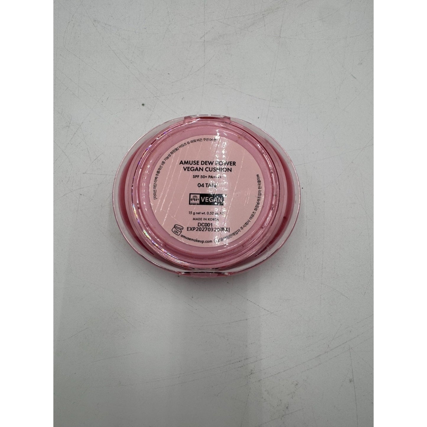 Amuse Dew Power Vegan Cushion Korean Foundation 04 Tan SPF 50+ PA+++ Shade (15g)