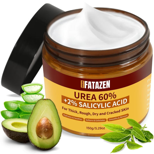 Fatazen 60% Urea Foot Cream with 2% Salicylic Acid for Dry Cracked Heels 5.29 Oz