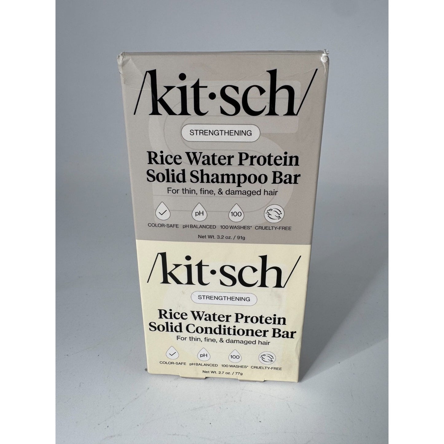 Kitsch Rice Water Protein Solid Shampoo & Conditioner Set For Thin/Damaged Hair
