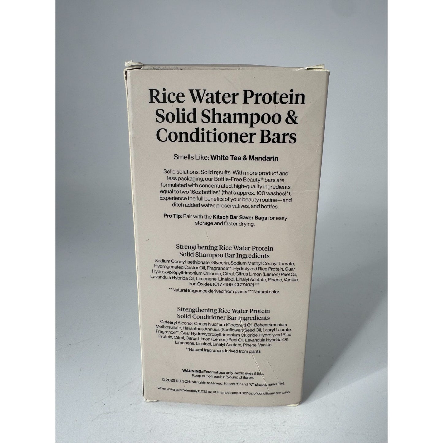 Kitsch Rice Water Protein Solid Shampoo & Conditioner Set For Thin/Damaged Hair